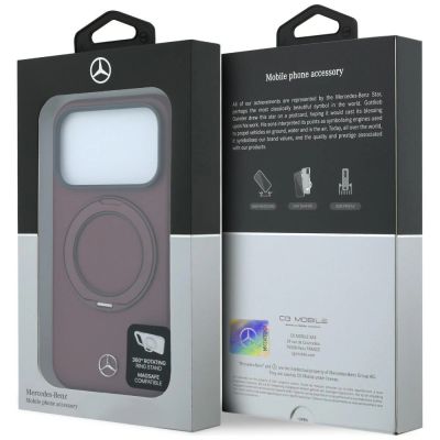 8. Mercedes Leather with Ring Stand MagSafe Hülle für iPhone 18 Pro / 17 Pro – burgunderrot