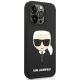 4. Karl Lagerfeld Silikonhülle mit Karls Kopf für iPhone 14 Pro Max – Schwarz