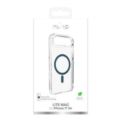 2. Puro Lite Mag TPU+PC Hülle kompatibel mit MagSafe für iPhone 17 Air - Transparent mit türkisfarbenem Ring