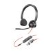 Poly Blackwire 3325 Stereo-USB-C-Headset + 3,5-mm-Klinkenstecker + USB-C/A-Adapter