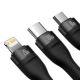 3. Baseus Flash Series II USB Typ C / USB Typ A Kabel - USB Typ C / Lightning / Micro USB 100 W 1,2 m schwarz (CASS030101)