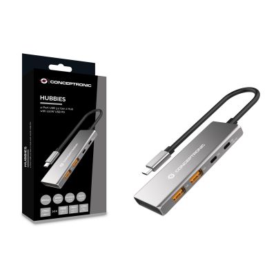 3. Conceptronic HUBBIES15G USB 3.2 Gen 2 (3.1 Gen 2) Typ-C Hubs und Hubs 10000 Mbit/s Grau