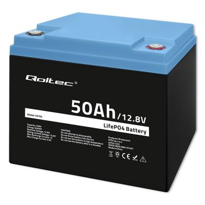 7. QOLTEC LiFePO4 Lithium-Eisenphosphat-Batterie | 12,8 V | 50 Ah | 640 Wh | BMS