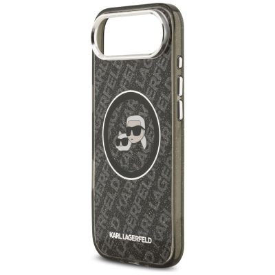 6. Karl Lagerfeld IML Glitter Karl & Choupette Heads Logo MagSafe Hülle für iPhone Air - Schwarz