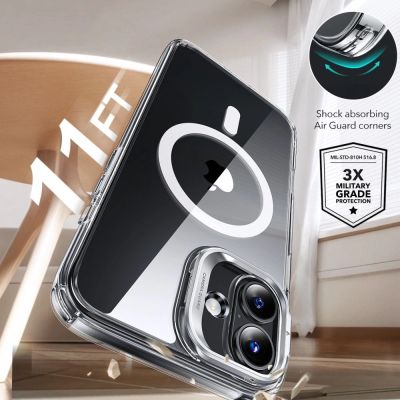 3. ESR Classic Hybrid Kickstand Halolock MagSafe + Hartglas-Hüllenset für iPhone 16 PLUS – transparent