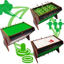 3-in-1-Drehspieltisch: Billard, Tischfußball, Luftanschluss, 121 x 84,5 x 85,3 cm, Schwarz
