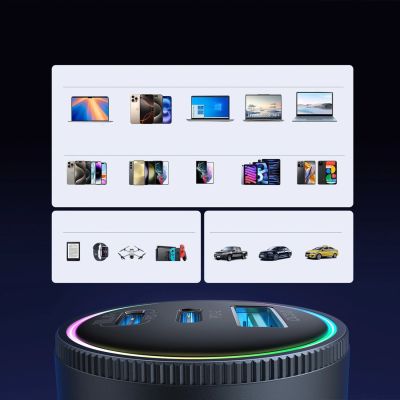 9. Joyroom JR-CCN07 145W Autoladegerät 2xUSB-C USB-A + 100W USB-C Kabel - Dunkelgrau