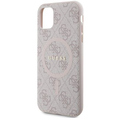 6. Guess GUHMN61G4GFRP iPhone 11 6,1" / Xr rosa/rosa Hardcase 4G Collection Leder Metall Logo MagSafe
