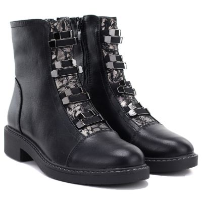 4. Damen-Winterstiefeletten mit Blockabsatz, schwarz, M.Daszyński SA252-16 SA252-1