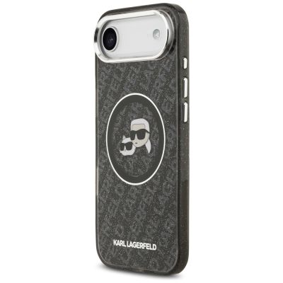 2. Karl Lagerfeld IML Glitter Karl & Choupette Heads Logo MagSafe Hülle für iPhone Air - Schwarz