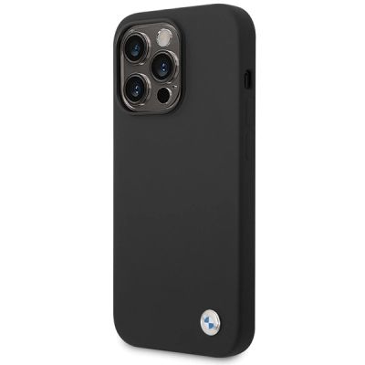 2. BMW Silikon-Metall-Logo-Hülle für iPhone 15 Pro – Schwarz