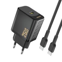 Dudao A27CEU PD 25W GaN SB-C Wandladegerät mit USB-C-Kabel – Schwarz