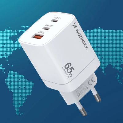 13. Wozinsky CGWCW 65W GaN Wandladegerät USB-A / 2 x USB-C - Weiß