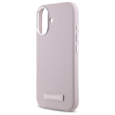 6. Karl Lagerfeld FW Metal Plate MagSafe Hülle für iPhone 16 – Rosa