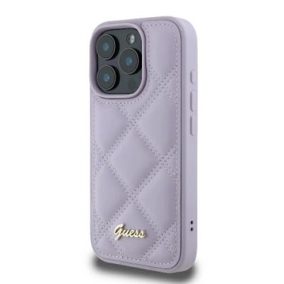 2. Guess Quilted Metal Logo Hülle für iPhone 16 Pro – Hellviolett