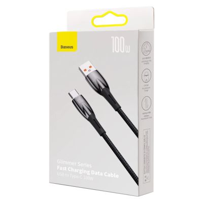 5. Baseus Glimmer Series Schnellladekabel USB-A auf USB-C 100 W 480 Mbit/s 1 m Schwarz