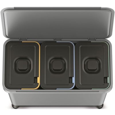 4. ABFALLBEHÄLTERSYSTEM SORTIBOX 3IN1 GLATT GRAU