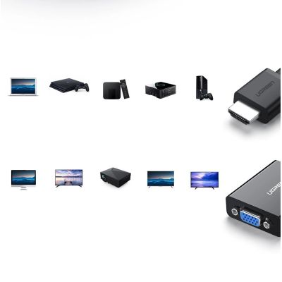 3. Ugreen HDMI - VGA Micro USB / Audio 3,5 mm Miniklinkenadapter schwarz (40248)