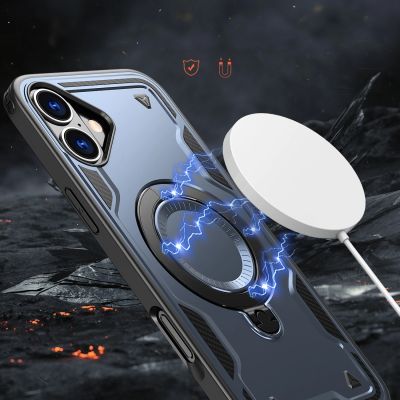 4. Hybrid Armor Trendige Hülle mit MagSafe für iPhone 16 Plus – Blau