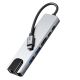 5. Tech-Protect HB02 HUB Adapter 6in1 USB-C + USB2.0 + USB3.0 + HDMI 4K 30Hz + RJ45 + PD100W - grau