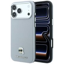Karl Lagerfeld MagSafe-Schutzhülle mit genarbtem Karl-Kopf-Motiv für iPhone 18 Pro Max / 17 Pro Max – Grau