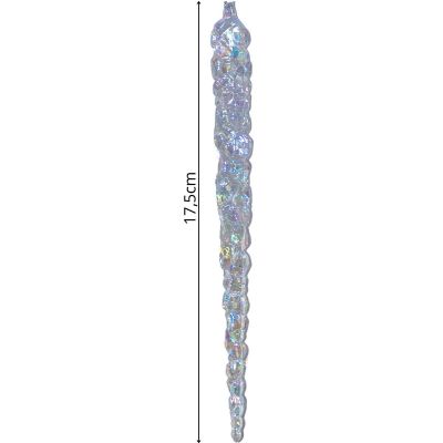 14. Schimmernde Eiszapfen-Hängedekoration, 17,5 cm, 6 Stück