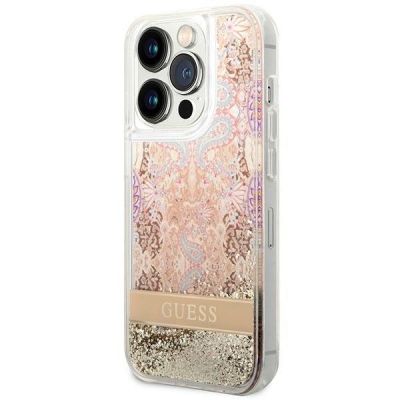 2. Guess Paisley Liquid Glitter Hülle für iPhone 14 Pro - Gold