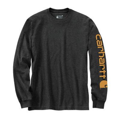 Carhartt Langarmshirt mit Ärmellogo – Carbon Heather, Größe: S