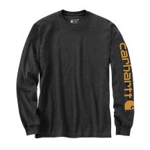 Carhartt Langarmshirt mit Ärmellogo – Carbon Heather, Größe: S