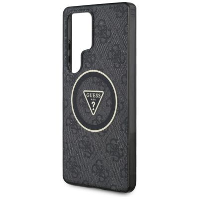 6. Guess 4G Glitter Triangle Buttons MagSafe Hülle für Samsung Galaxy S25 Ultra Schwarz
