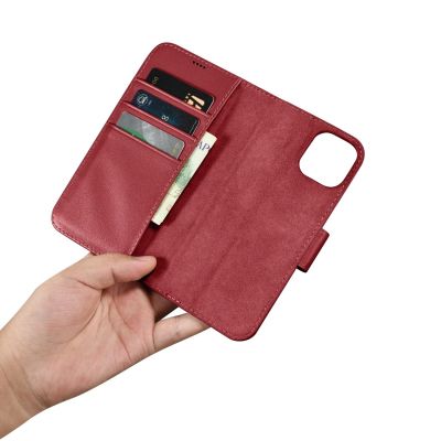 14. iCarer Wallet Case 2in1 Cover iPhone 14 Plus Anti-RFID Leder Flip Cover Rot (WMI14220727-RD)
