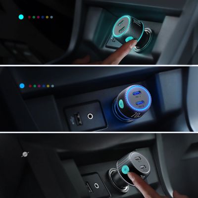 7. 2x USB C 70W Autoladegerät mit LED-Hintergrundbeleuchtung Joyroom JR-CCN02 - Schwarz