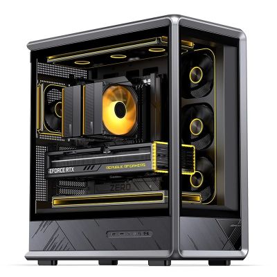2. Jonsbo D401 PC- , Midi-Tower, ATX, gehärtetes Glas - schwarz