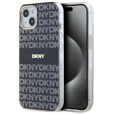 DKNY IML Mono & Stripe MagSafe Hülle für iPhone 15/14/13 – Schwarz