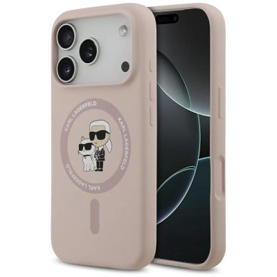 Karl Lagerfeld Silikon Karl&Choupette Ring MagSafe Case für iPhone 17 Pro - Pink
