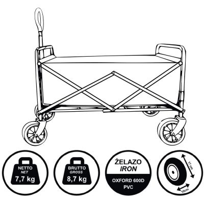 30. Deluxe Faltbarer Reise- und Strandbuggy 66x48x90cm mit Griff, Blau