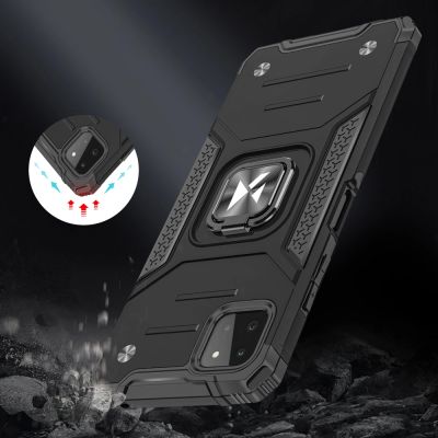 7. Wozinsky Ring Armor Tough Hybrid Case Cover + Magnethalterung für Samsung Galaxy A22 4G schwarz