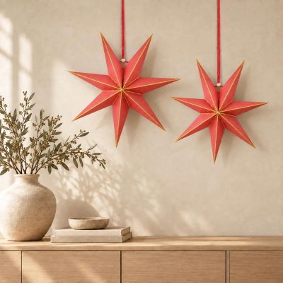 6. PAPIERDEKORATION STERN 60 CM ROT SASKA GIFT & DECOR