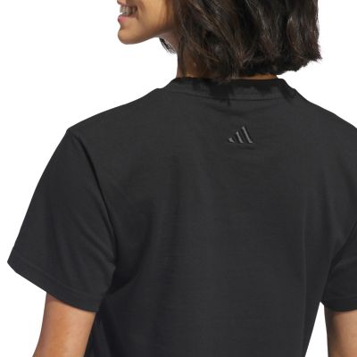 5. adidas Damen-T-Shirt mit Schleife und linearem Logo-Print, Schwarz, KB2400