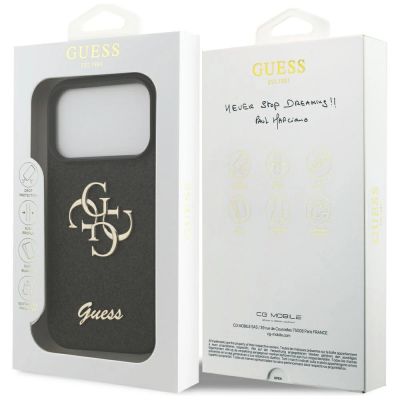 8. Guess Fixed Glitter Big 4G Hülle für iPhone 17 Pro - Schwarz