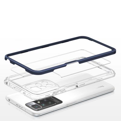 5. Klare 3in1 Hülle für Xiaomi Redmi 10 Frame Gel Cover Blau