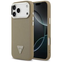 Guess MagSafe-Hülle mit genarbtem Dreieckslogo für iPhone 17 Pro Max – braun