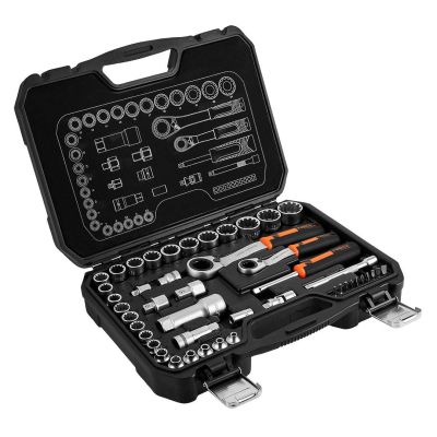 Satz von Durchgangssteckdosen 1/4" + 3/8", 46 Stück.