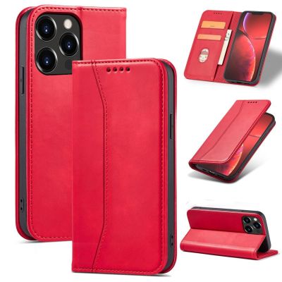 12. Magnet Fancy Case Hülle für iPhone 14 Pro Max Flip Cover Wallet Ständer rot