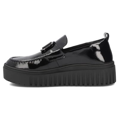 3. Damen-Plateaumokassins aus Leder, Lackleder, schwarz, Filippo DP8269