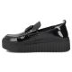 3. Damen-Plateaumokassins aus Leder, Lackleder, schwarz, Filippo DP8269