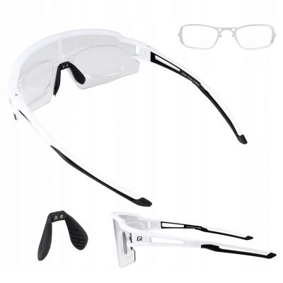 Rockbros Photochrome Fahrradbrille mit UV-Schutz und Korrektureinsatz - Weiß