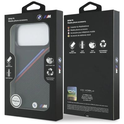 8. BMW M Tricolor Metal Logo MagSafe Case für iPhone 17 Pro Max – Schwarz