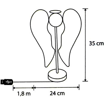 4. Dekorative Engelsflügel aus Holz, 106 LEDs, Infinity, 37 cm, USB, Luca