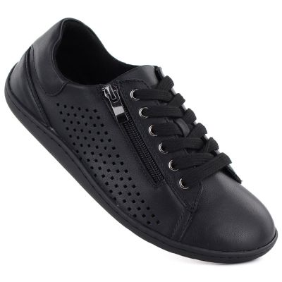 Damen-Barfußschuhe aus Leder, durchbrochen, schwarz, Gino Fabiani OL38-6